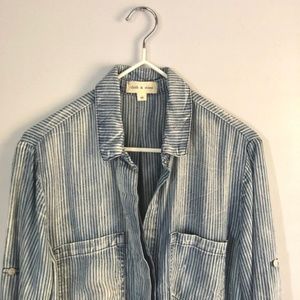 Cloth & Stone Blue Striped Button Down Shirt